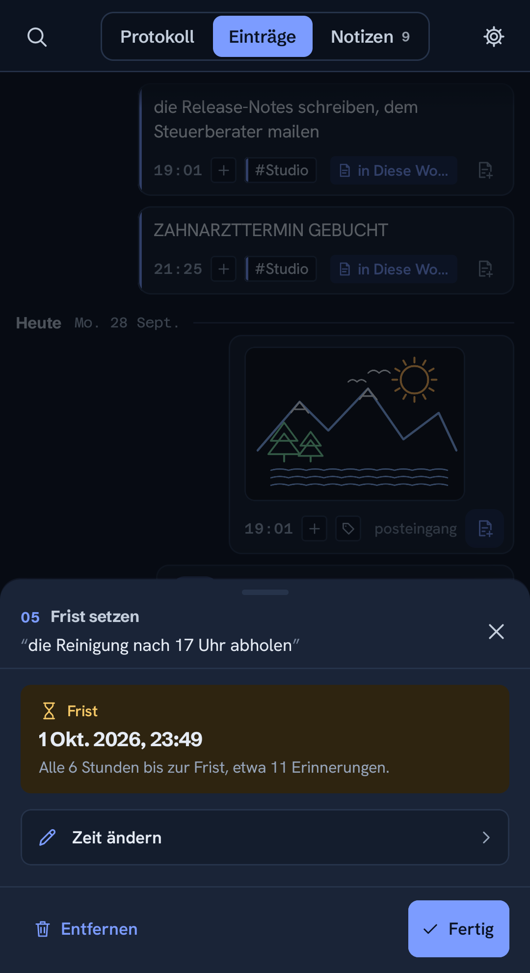 Eine Frist für eine Erfassung festlegen