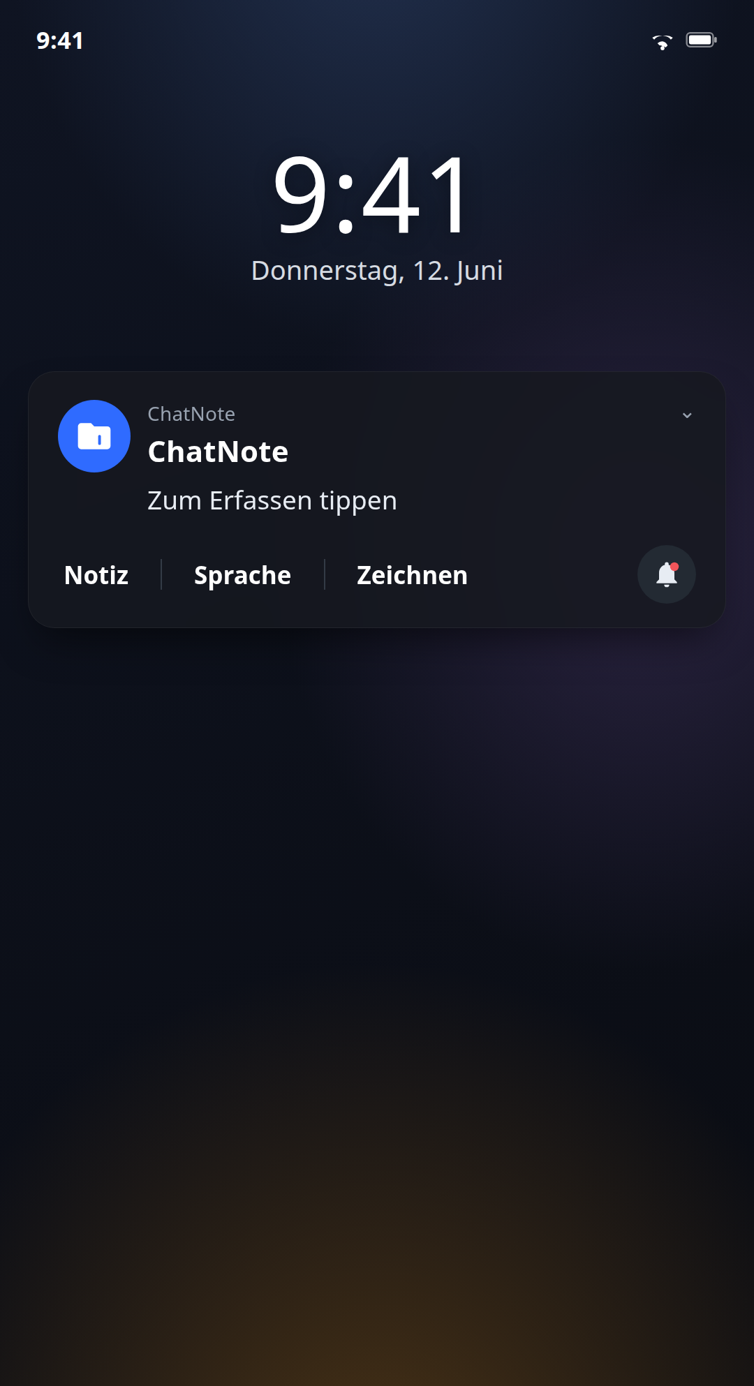 Die Benachrichtigung zum Festhalten mit einem Tippen