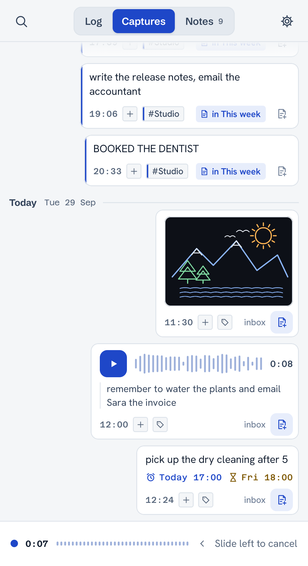 Recording a voice note in ChatNote