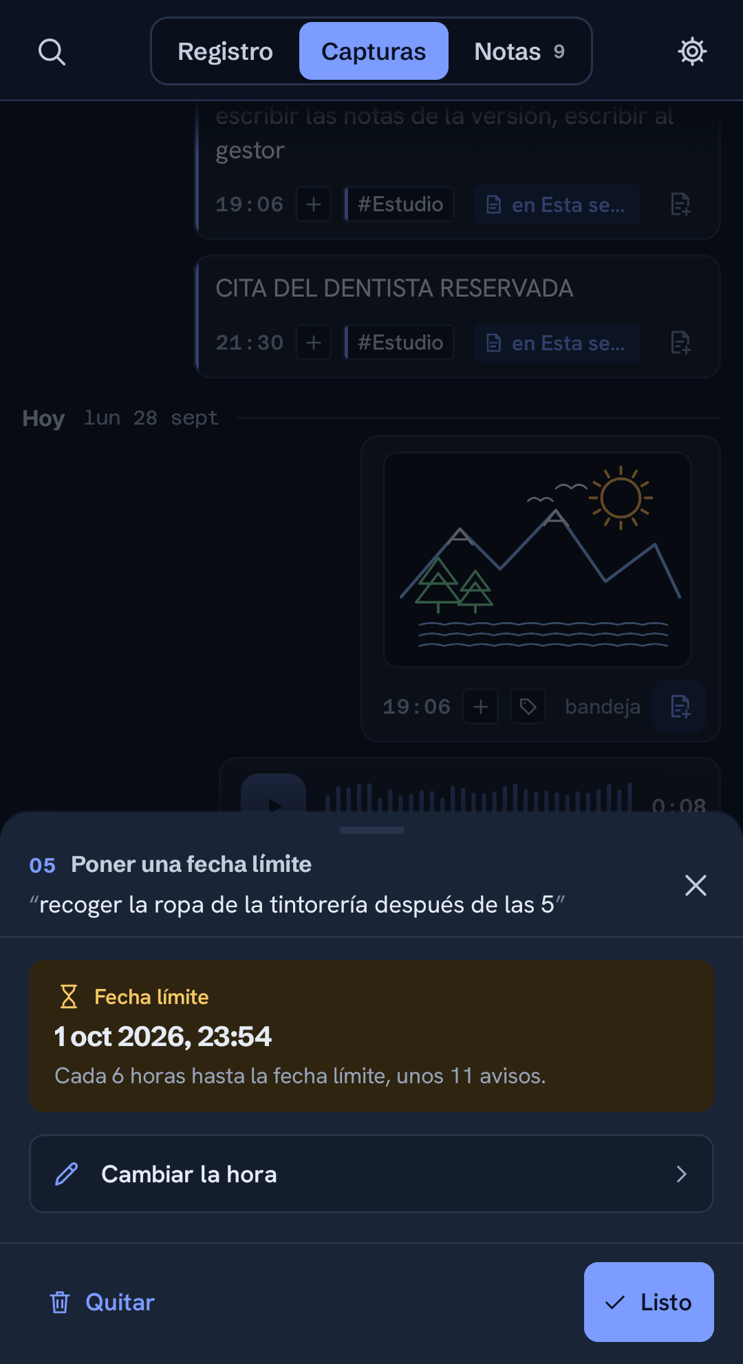 Poniendo una fecha límite a una captura