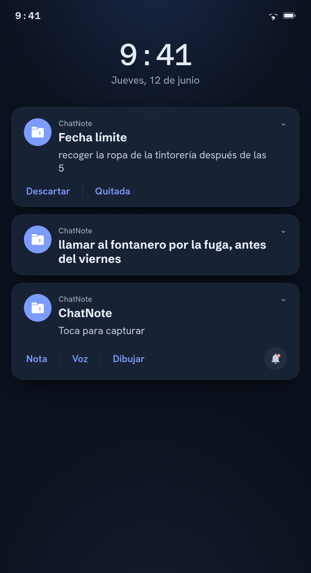 La notificación de captura con un toque
