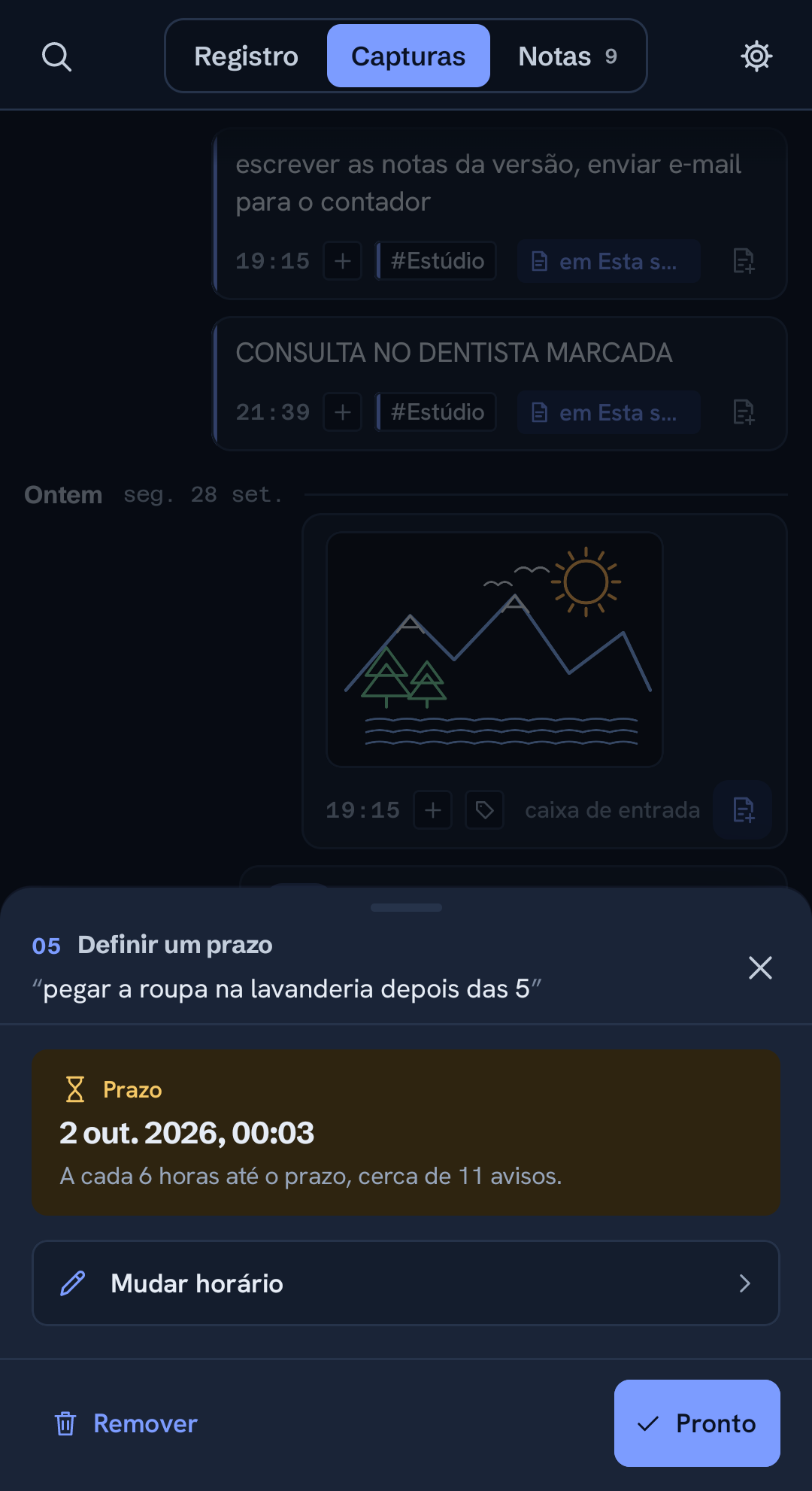 Definindo um prazo para uma captura