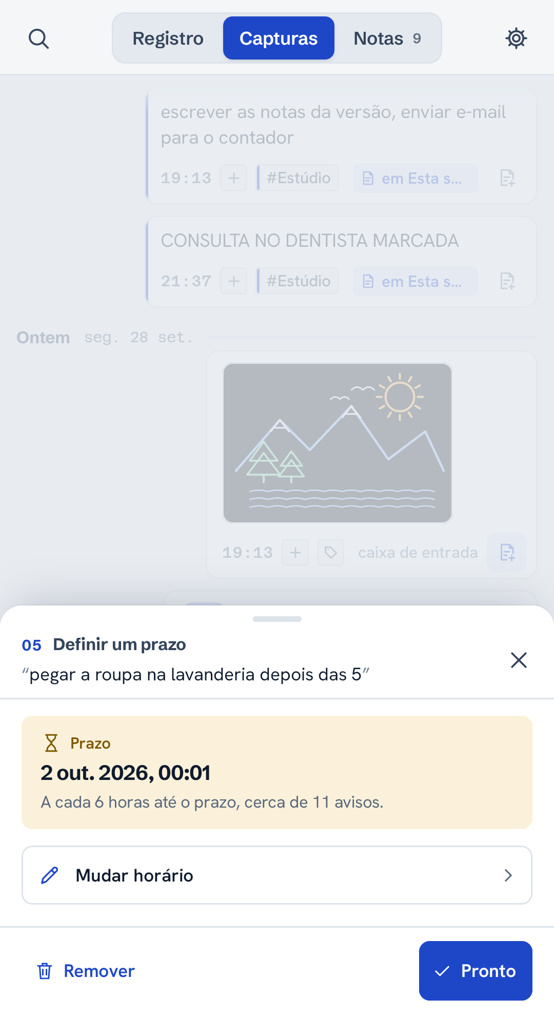 Definindo um prazo para uma captura
