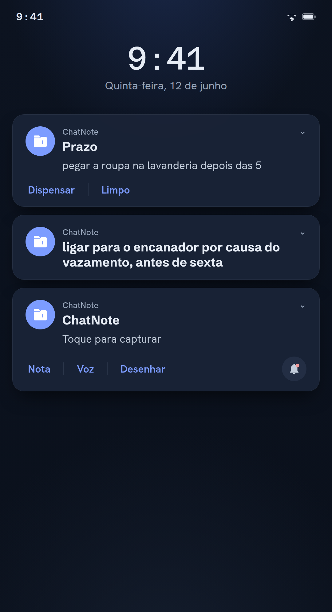 A notificação de captura com um toque